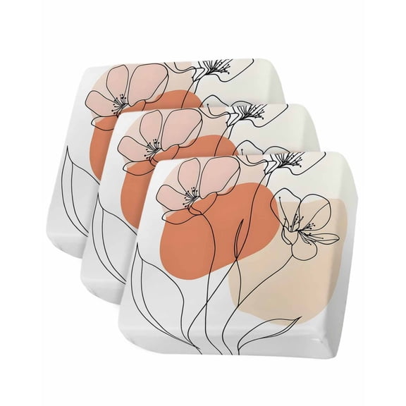 Boho Floral Sofa Couch Cushion Covers Washable, Removable Stretchable Sectional Couch Covers, Abstract Art Modern Minimalist Clean-lined Slipcovers for L & T Shape Sofa Protector S Size 3 pcs