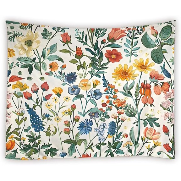 Boho Floral Spring Tapestry Retro Colorful Flower Unique Flowered Abstract Botanical Aesthetic Girls Woman Tapestries Wall Hanging for Bedroom Living Room Dorm Background Cloth,40x30Inch