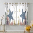 Boho Floral Starfish Sheer Curtains 39 Inch Long 2 Panels, Coastal ...