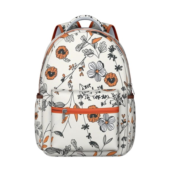 Boho Floral Students Backpack Fashion Backpack with Abstract Floral Watercolor and Romantic Rose and Peony Pattern, Comfortable and Durable for School
