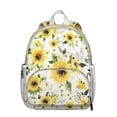 Boho Floral Students Backpack - Yellow Sunflower and Bee Pattern with ...
