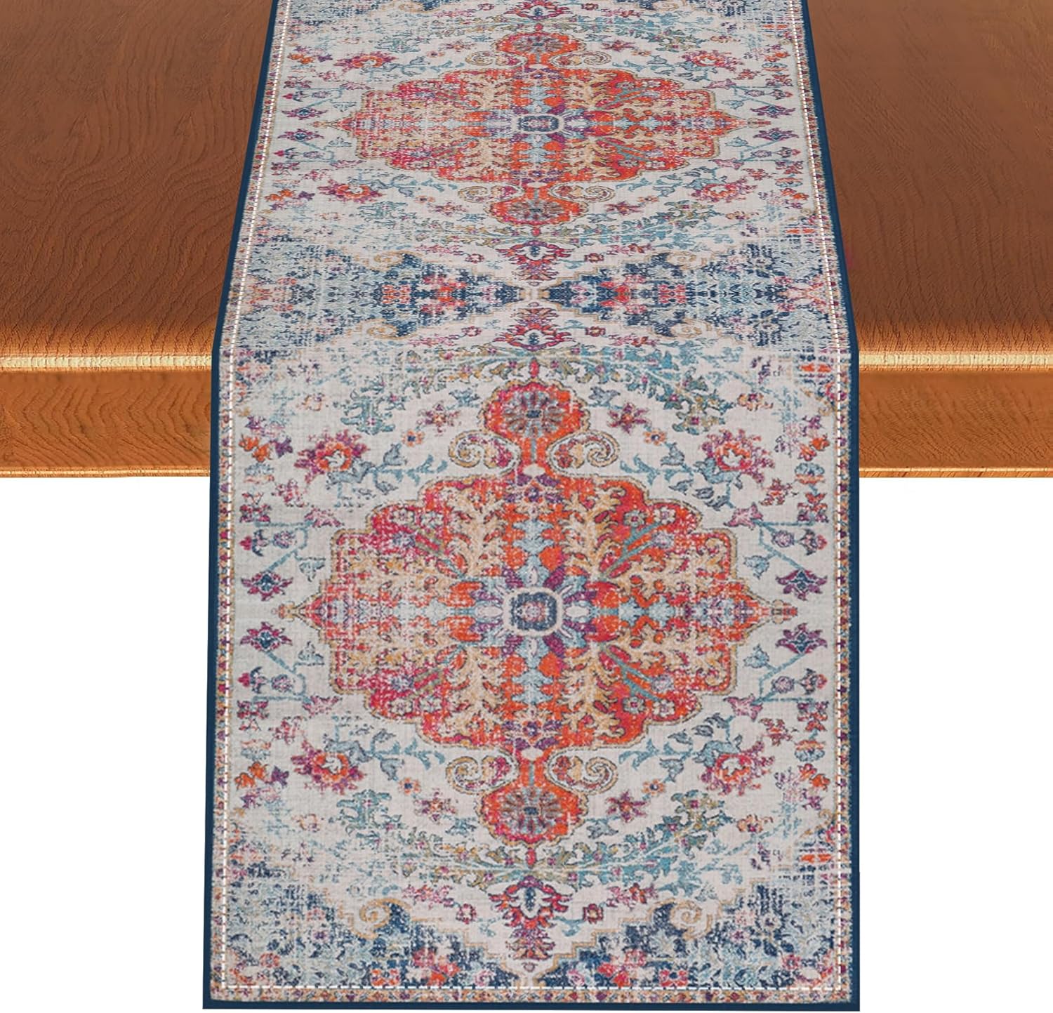 Boho Floral Style Table Runner, Retro Country Rustic Vintage Elegant ...