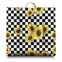 Boho Floral Sunflower Floor Pillow - Oversized Square Cushion for Cross-Legged Sitting & Meditation