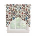 thumbnail image 1 of Boho Floral Swag Valances for Windows, Blue Red Flower Vintage Petals Branch Leaf Rod Pocket Sheer Valances for Small Windows, Swag Toppers Light Filtering for Kitchen Living Room 2 Panels 28''x36'', 1 of 6