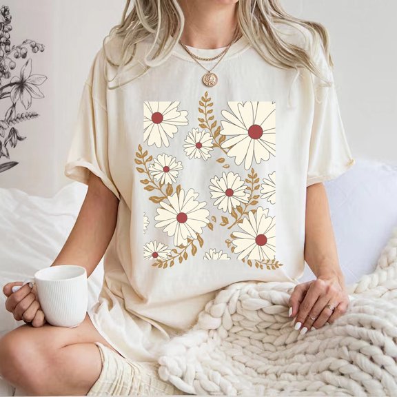 Boho Floral T-Shirt, Boho Wildflowers Shirt, Boho Summer Flowers Shirt, Floral Nature Shirt, Boho Mothers Day Shirt, Cottagecore