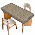 thumbnail image 1 of Boho Floral Table Cloths for 4 Foot Rectangle Tables, Vintage Flowers Abstract Art Ethic Tribe Patio Waterproof Elastic Fitted Tablecloths, Washable Rectangular Table Cover for Camping, 1 of 8
