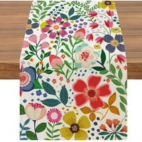 Boho Floral Table Runner, Bohemian Flower Home Kitchen Dining Table Decoration, 13 x 72 Inch