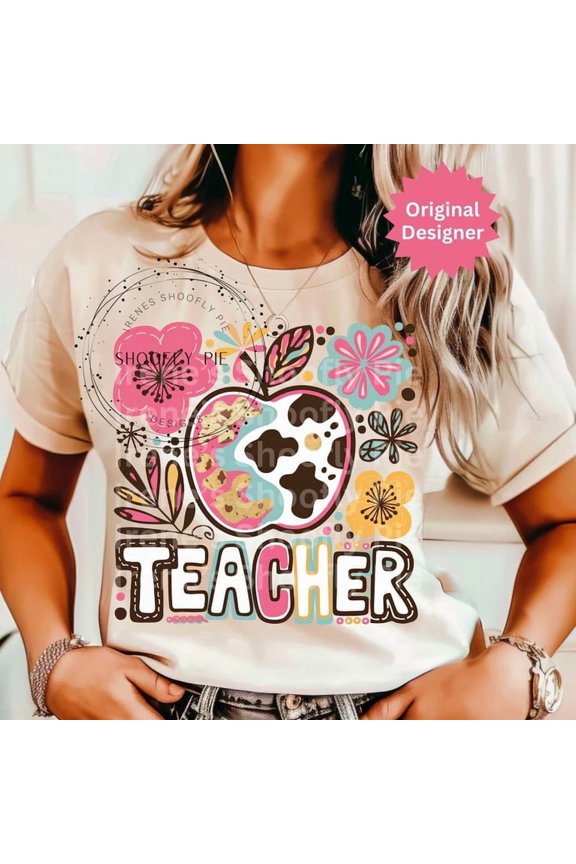 Boho Floral Teacher PNG, Teacher Sublimation Design, Back To School Png, First Day of School Png, Preppy Png. Retro Teacher Tshirt Design