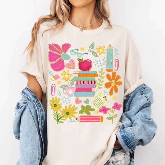 Boho Floral Teacher Shirt Last Day Of School Teacher Wildflowers Tee Soft SAND S-5XL