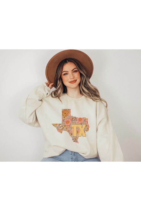 Boho Floral Texas Shape Sweat,Flowers Texas Shirt,Tx Shirt,Lone Star Tshırt,Texas S,Texas Tee,State Shirts,Texas Mom,Western Sweatshirt All Size S-5XL