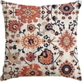thumbnail image 1 of Boho Floral Throw Pillow Cover, 18 x 18 Inch Bohemia Ethnic Style Carpet Pattern Cushion Case for Sofa Couch, 1 of 6