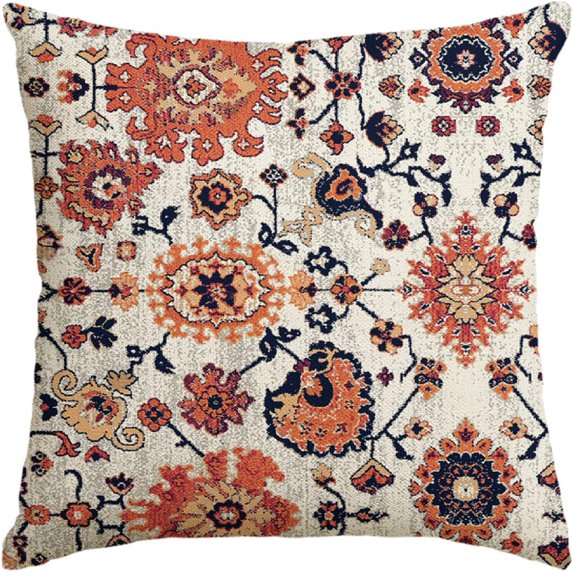 Boho Floral Throw Pillow Cover, 18 x 18 Inch Bohemia Ethnic Style Carpet Pattern Cushion Case for Sofa Couch