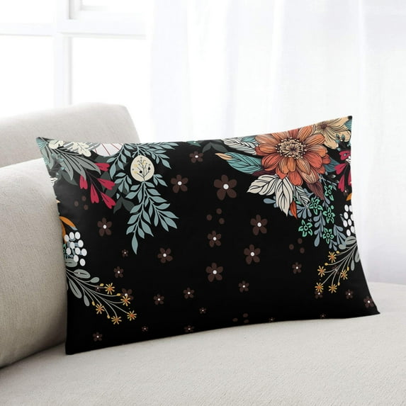 Boho Floral Throw Pillow Cover,Tropical Plant Modern Abstract Colorful Flower Rectangle Decorative Pillow Case Protector Soft Cushion Cover Lumbar Pillowcase for Couch Sofa Bedroom Decor 12x20 Inch