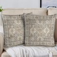 thumbnail image 1 of Boho Floral Throw Pillow Covers 16x16 inch Set of 2,Grey Boho Rug Geometric Floral Pattern Decor Double Sided Pattern Cushion Cover Soft Pillow Case Living Sofa Room Bed Square Pillow Cover, 1 of 7