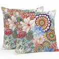 thumbnail image 1 of Boho Floral Throw Pillow Covers 24x24 Inch Set of 2, Spring Vintage Abstract Art Flowers Waterproof Outdoor Pillow Covers, Decorative Cushion Pillowcases for Couch, Sofa, Bed, Garden, Patio, 1 of 9