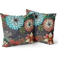 thumbnail image 1 of Boho Floral Throw Pillow Covers Set of 2 Colorful Bohemian Flower Decorative Cushions Pillowcase for Bedroom Sofa Home Decor, 18x18 Inch, Short Plush (Boho Floral 6), 1 of 6