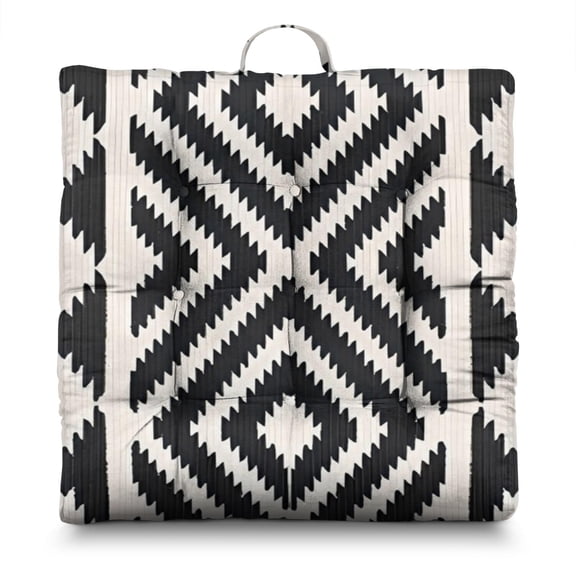 Boho Floral Vintage 24" Square Meditation Cushion - Thick & Supportive Floor Pillow for Adults with Tribal Folk Style Patterns, Soft Skin-Friendly Fabric for Yoga & Zen Sitting