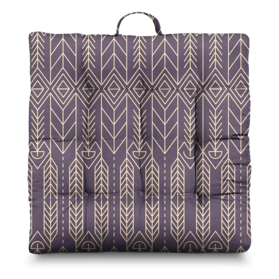 Boho Floral Vintage 24" Square Meditation Cushion - Thick & Supportive Floor Pillow for Adults with Tribal Folk Style Patterns, Soft Skin-Friendly Fabric for Yoga & Zen Sitting