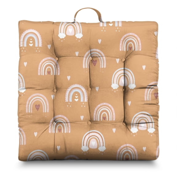 Boho Floral Vintage 24" Square Meditation Cushion - Thick & Supportive Floor Pillow for Adults with Tribal Folk Style Patterns, Soft Skin-Friendly Fabric for Yoga & Zen Sitting