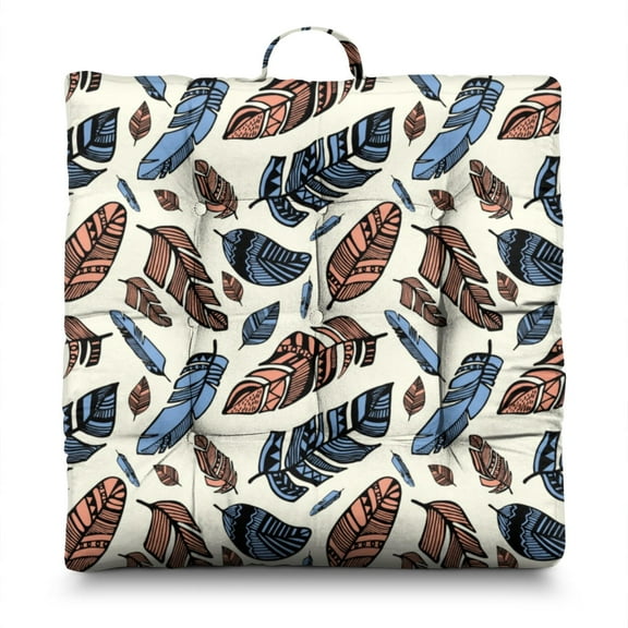 Boho Floral Vintage 24" Square Meditation Cushion - Thick & Supportive Floor Pillow for Adults with Tribal Folk Style Patterns, Soft Skin-Friendly Fabric for Yoga & Zen Sitting