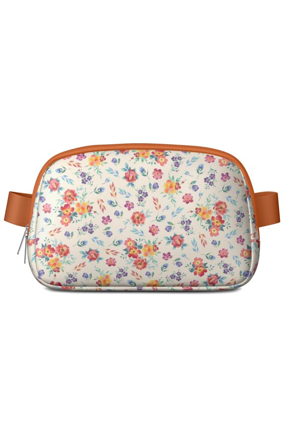 Boho Floral Waist Bag – Artistic Fanny Pack with Garden Flowers, Peonies, Roses & Cute Butterfly Motif