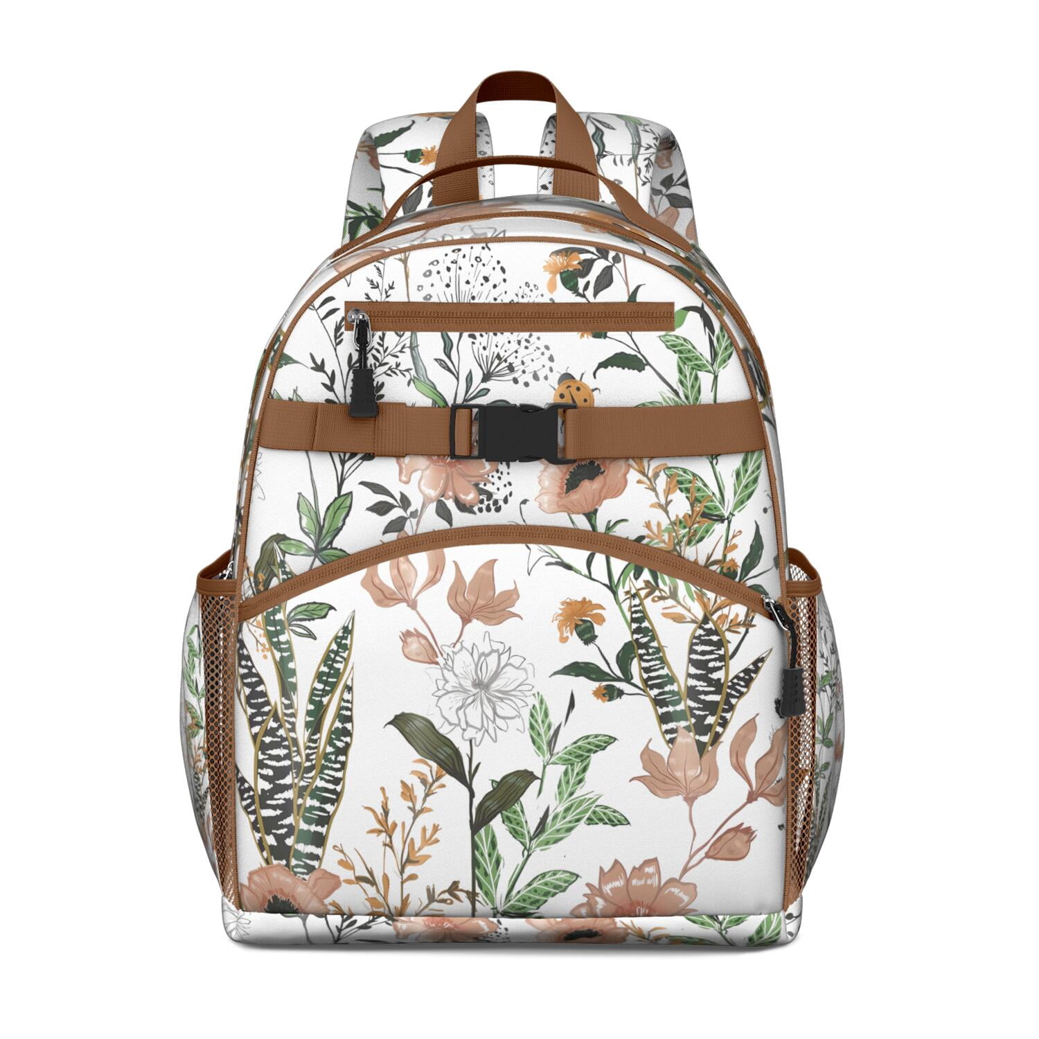 Boho Floral Waterproof Backpack for Students with Spacious Main ...