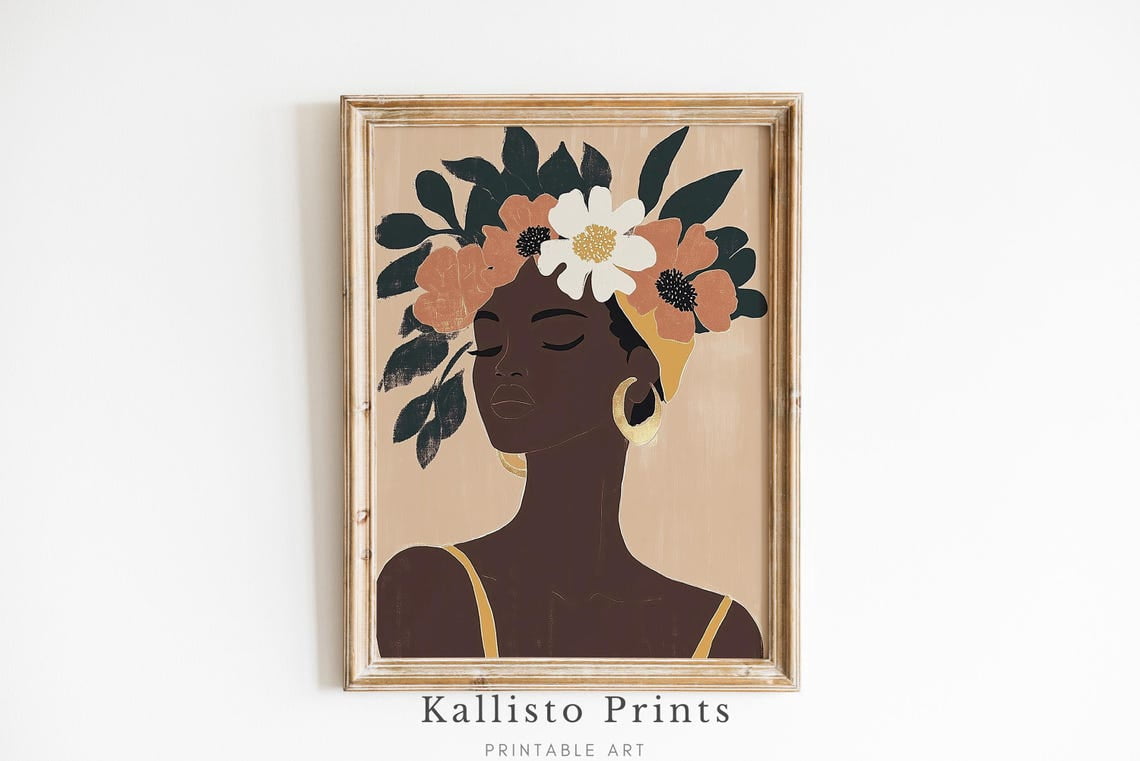 Boho Floral Woman Print Poster, Minimalist , Elegant Feminine Wall ...