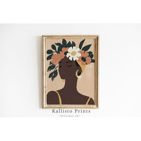 Boho Floral Woman Print Poster Minimalist Elegant Feminine Wall