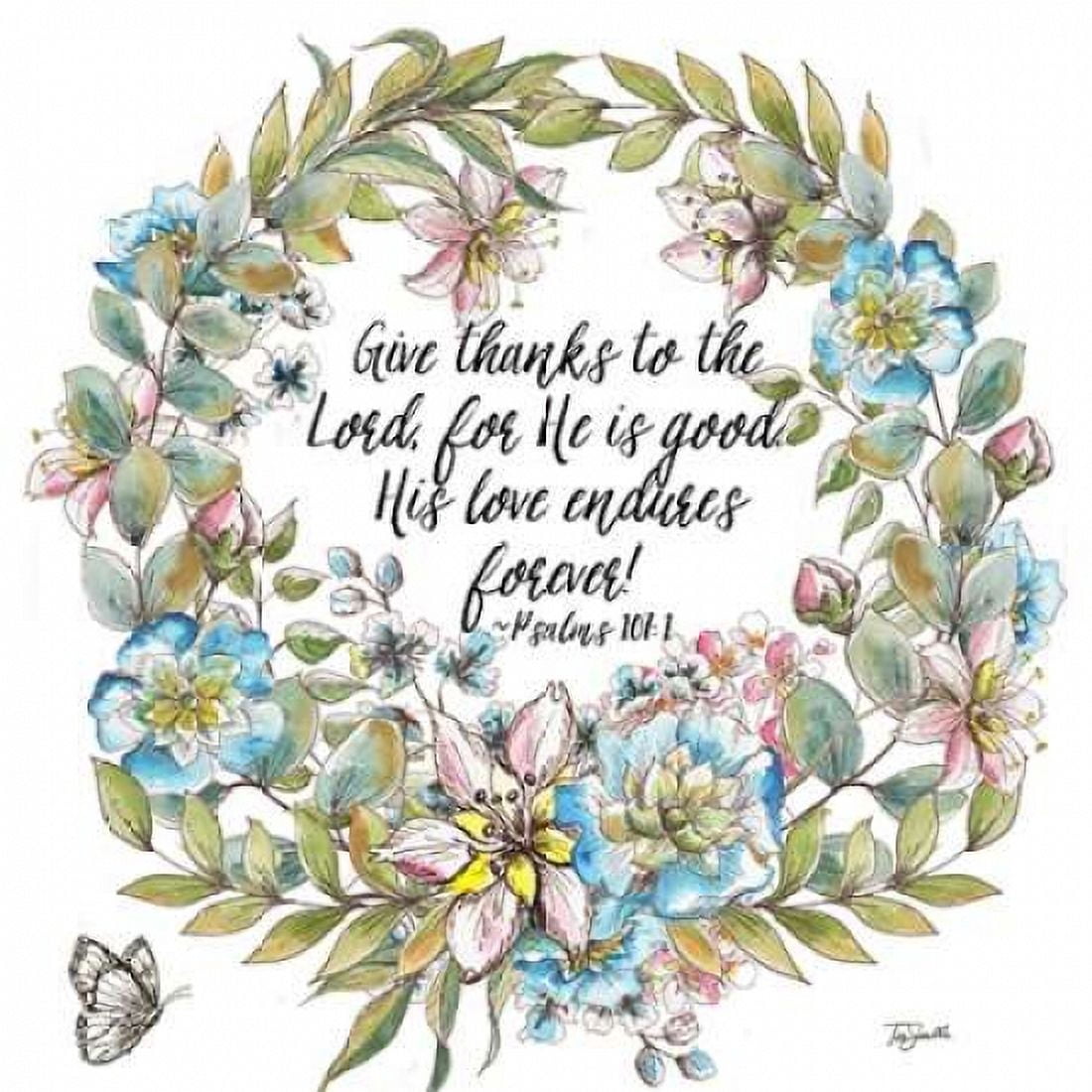 Boho Floral Wreath Psalms I Canvas Art - Tre Sorelle Studios (24 x 24)