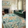 thumbnail image 1 of CHAKMEONE Boho Floral and Animal Print Machine Washable Non-slip Area Rug in Green, 1 of 8