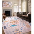 thumbnail image 1 of CHAKMEONE Boho Floral and Animal Print Machine Washable Non-Slip Area Rug in Pink, 1 of 8