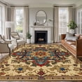 thumbnail image 1 of Boho Flower Area Rug 6x9 FT, Non Slip Living Room Throw Carpet, Bohemian Western Rustic Tribal Patterns Washable Soft Large Floor Carpet Non-Shedding Rug for Bedroom Dining Room Play Room, 1 of 9