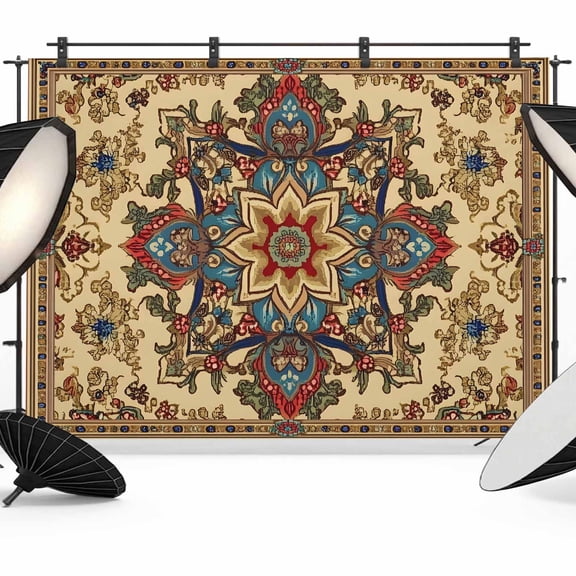 Boho Flower Backdrop for Photoshoot,Photography Photo Studio Background Wall Backdrop,Bohemian Western Rustic Tribal Patterns Back Drop Banner Panel for Portraits Wedding Party Live Streaming 7x5Ft