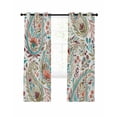 thumbnail image 1 of Boho Flower Blackout Curtains, Light Blocking Print Window Curtains, Spring Watercolor Botanical Paisley Floral Leaf Thermal Insulated Window Drapes for Living Room 2 Panels, 104"W x 63"L, 1 of 9