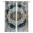 thumbnail image 1 of Boho Flower Blue Grey Kitchen Curtains Vintage National Floral Textured Cafe Short Curtains for Bathroom Blackout Window Curtain Small Window Treatment Drapes for Bedroom Living Room 42"x45"x2, 1 of 9