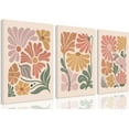 thumbnail image 1 of Boho Flower Canvas Wall Art Abstract Floral Pictures Prints Set of 3 Minimalist Botanical Painting Poster Flower Market Aesthetic Wall Decor for Living room Bedroom 12"x16" Framed, 1 of 7