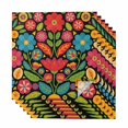 thumbnail image 1 of Boho Flower Cloth Napkins, Red Blue Yellow Colorful Mexico Tribal Washable and Reusable Dinner Napkins Set of 6, Table Napkin for Kitchen Party Birthday Wedding Hotel Housewarming 20"x20", 1 of 8