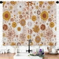 thumbnail image 1 of Boho Flower Kitchen Curtains Retro Bohemian Floral Bathroom Curtains Window Treatment Drapes Funky Vintage Sunflower Daisy Colored 70S Cafe Small Bedroom Short Curtains Fabric 26x36 Inch, 1 of 1