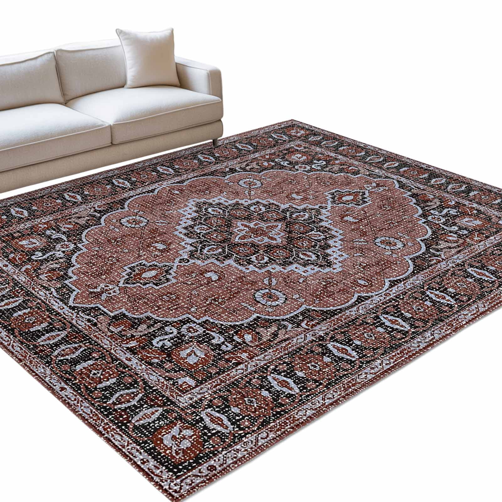 Photo inspiration: Picture Idea: Boho Flower Large Area Rugs 6X9Ft Red Bohemia Geometric Tribal