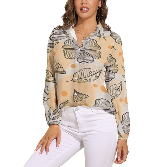 Boho Flower Leaf French Long Sleeve Blouse Woman Streetwear Casual Shirts Summer Oversize Woman Streetwear Clothing Birthday Present