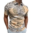thumbnail image 1 of Boho Flower Leaf French Men Zipper T-shirt Summer Casual Short Sleeve T-shirt Top, 1 of 7