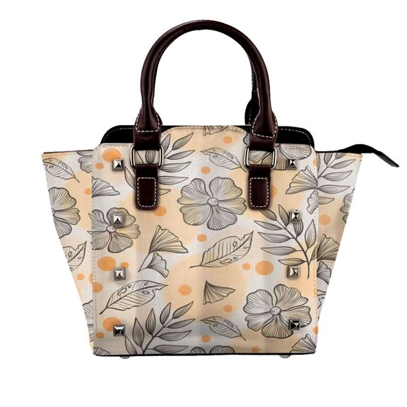 Boho Flower Leaf French Rivet Fashion One-Shoulder Women's Handbag Tote Bag