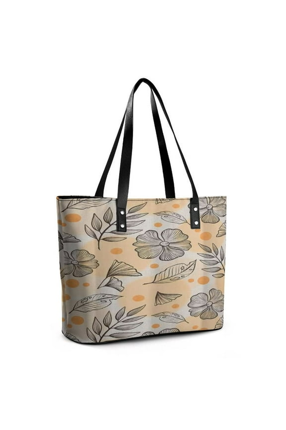 Boho Flower Leaf French Woman Leather Handbags Large Tote Bag Fashion Portable Handbags With Zipper