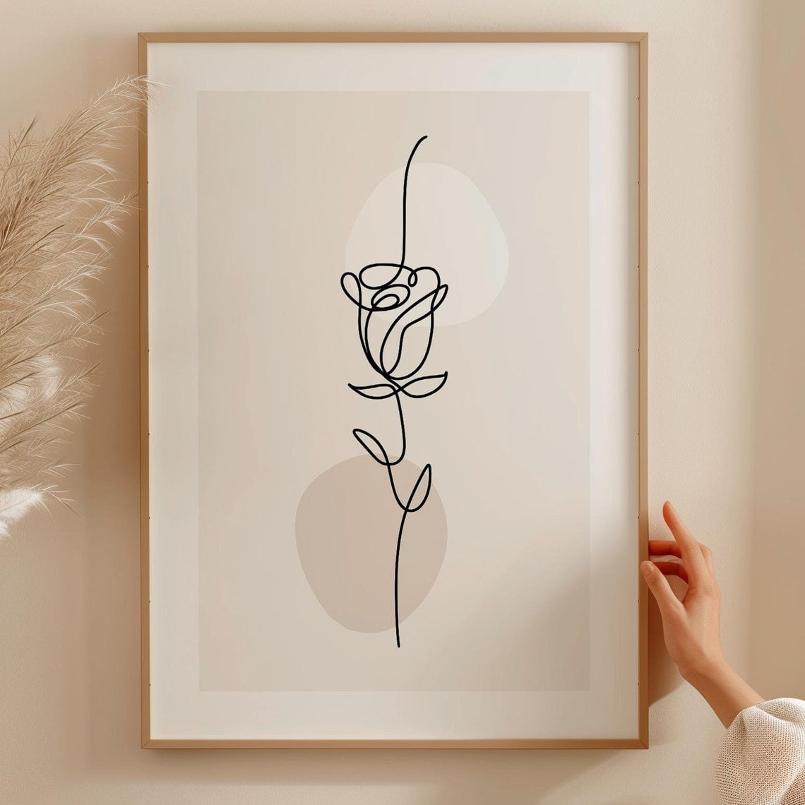 Boho Flower Line Art Print, Neutral Botanical Print, Botanical Wall Art ...