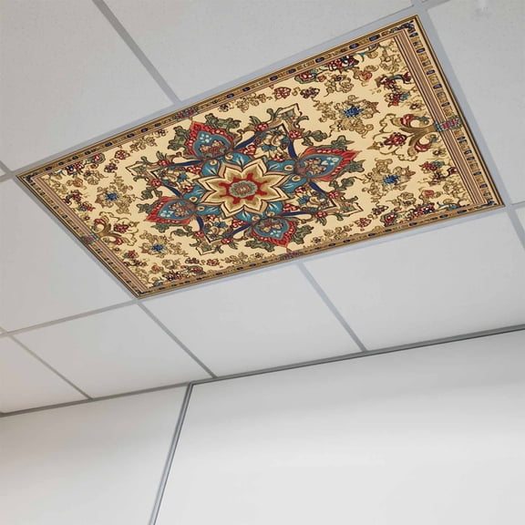 Boho Flower Magnetic Fluorescent Light Covers for Ceiling Lights 2x4Ft, Bohemian Western Rustic Tribal Patterns Office Classroom Kitchen Drop Ceiling Light Covers Lighting Filters Shade Panel 1 Pack