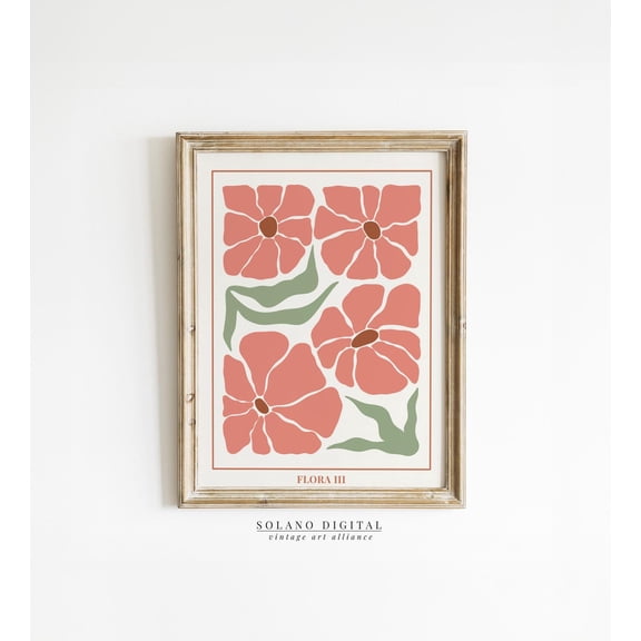 Boho Flower Market Poster Boho Abstract Flowers Print Terracotta Floral Prints Vintage Wall Art Abstract Botanical Art Wall Art, Modern Wall Decor, 8x12 UNFRAMED