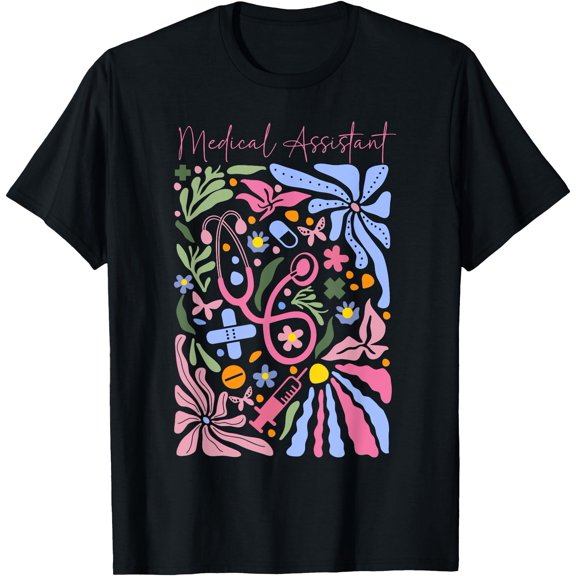 Boho Flower Medical Assistant Stethoscope Healthcare Worker T-Shirt