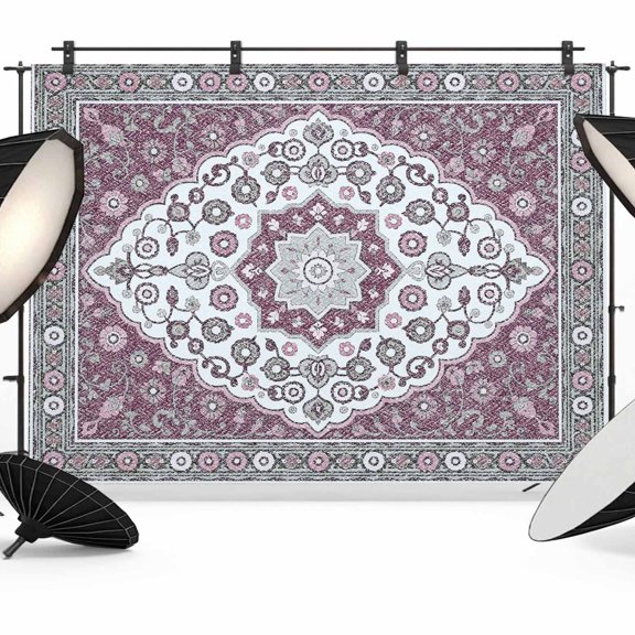 Boho Flower Photography Backdrop 7x5FT, Pink Purple Bohemia Geometric Tribal Ethnic Photo Backdrops, Background for Photography Studio Photo Studio Background, Back Drop for Photoshoot
