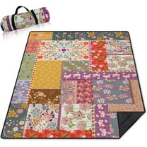 Boho Flower Picnic Blankets Waterproof Foldable, 60’‘x80'''' Portable Outdoor Picnic Mat Water Resistant for Grass, Padded Lawn & Park Blanket for Camping, Hiking