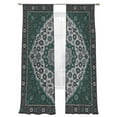 thumbnail image 1 of Boho Flower Sheer Curtains 108 inches Long, Dark Green Bohemia Geometric Tribal Ethnic Light Filtering Sheer Window Curtains Rod Pocket Voile Drapes for Bedroom Living Room, 2 Panels 52"W x 108"L, 1 of 7
